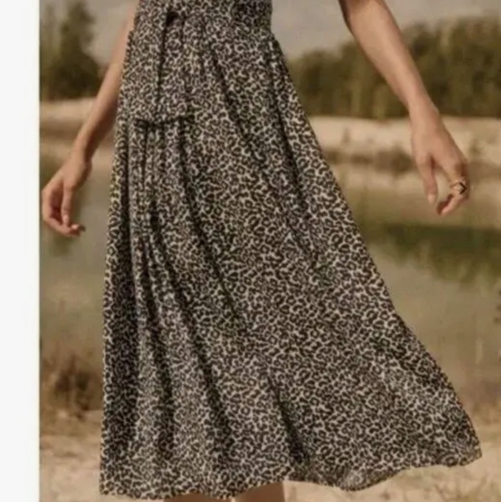 Sezane Elie Leipard Skirt, Flowy Pattern, EUC, 36, French Sophistication